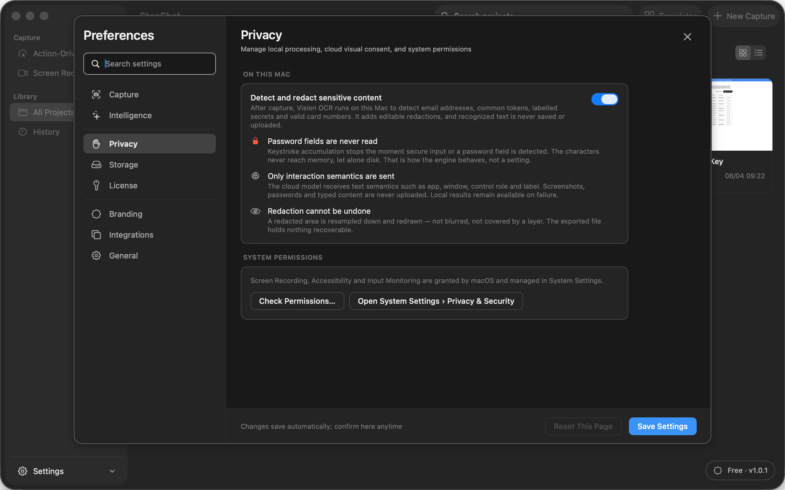 StepShot privacy preferences