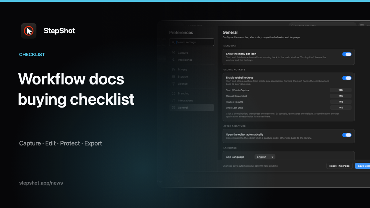 Workflow documentation software checklist